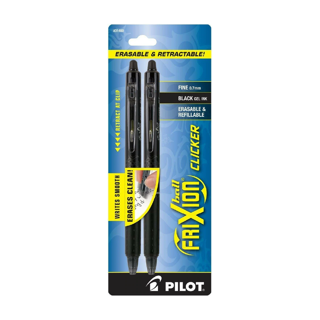 FriXion Clicker Retractable Erasable Gel Pens, Fine, Black [Pk-2]