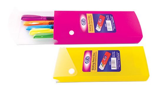 Pencil Case Slider Open, Plastic, Assorted Colors