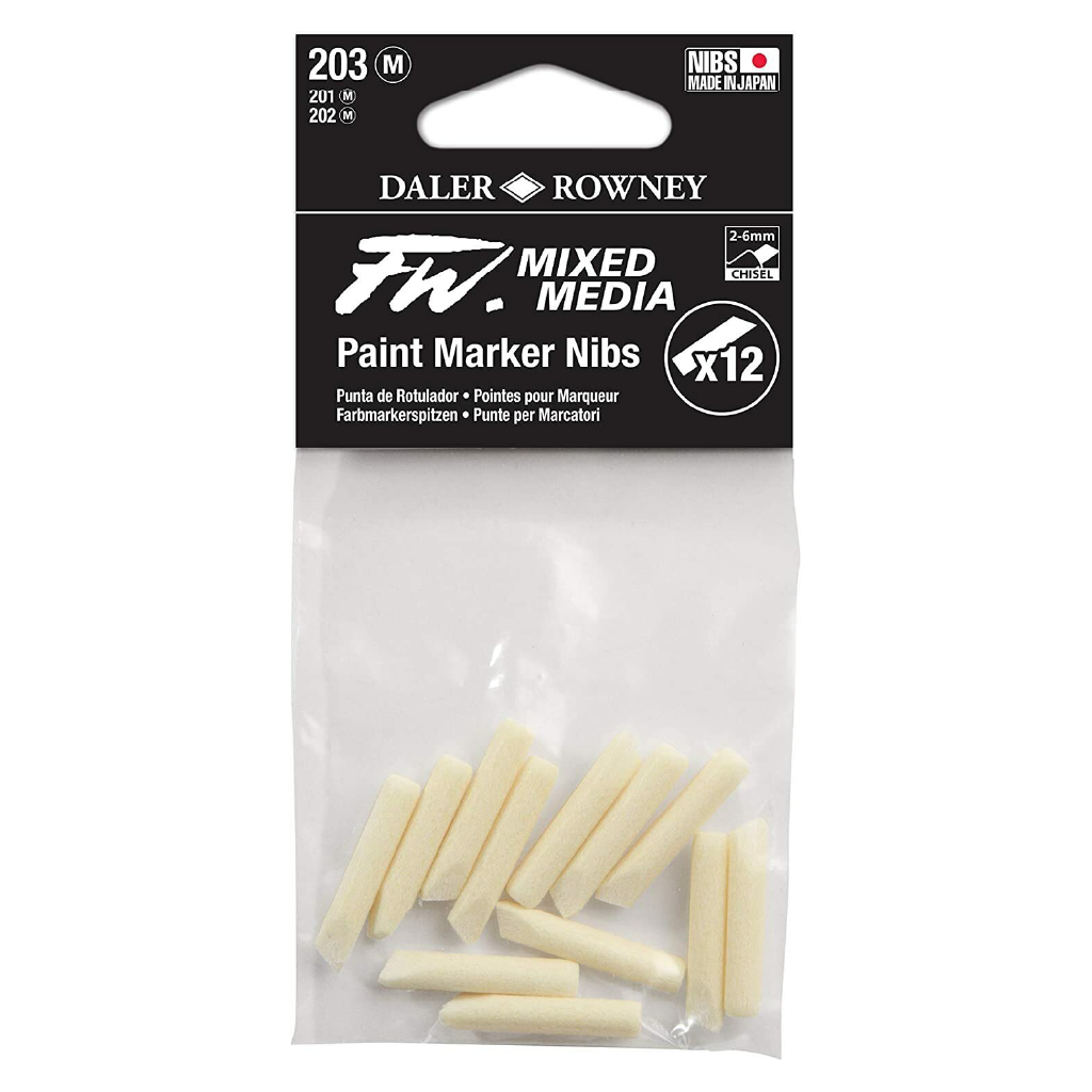 FW Mixed Media Paint Marker Nib, Chisel 2-4 mm, Pack of 12