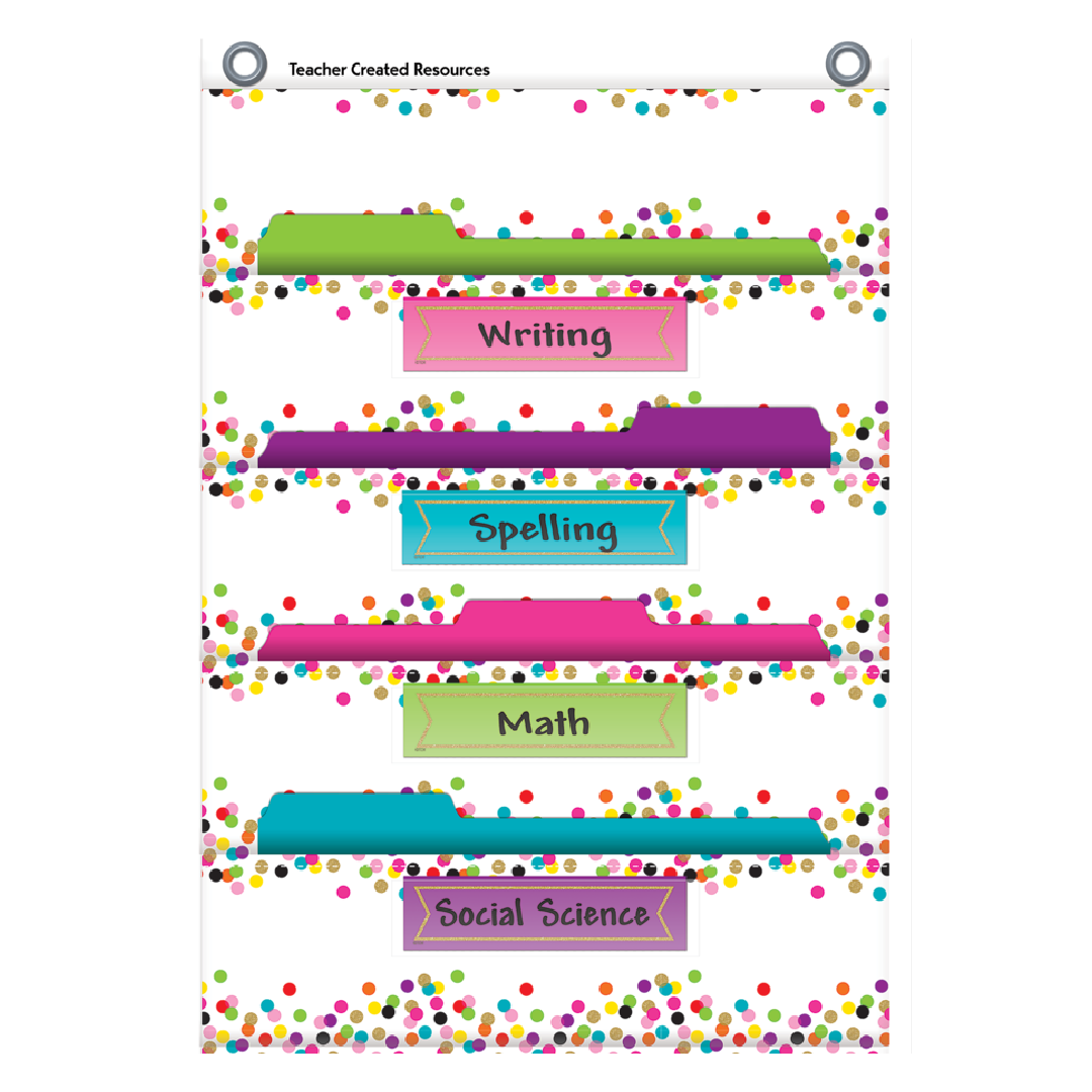 "Confetti" 10 Pocket File Storage Pocket Chart