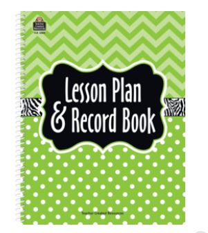 Lesson Plan & Record Book- Lime chevron- Roll Book