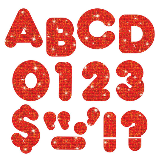Red Sparkle 4-Inch Casual Uppercase Ready Letters