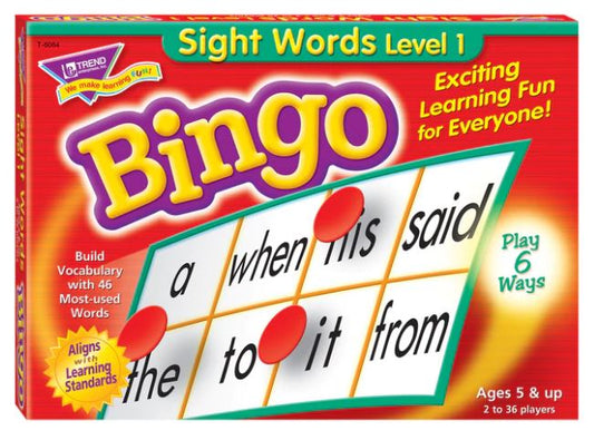Sight Words Level 1 Bingo Game