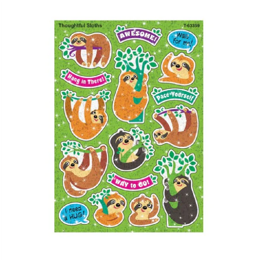 Thoughtful Sloths Sparkle Stickers – Large