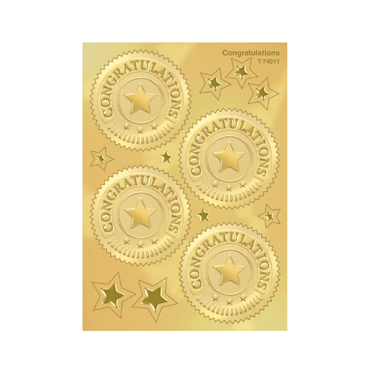Congratulations (Gold) Award Seals Stickers