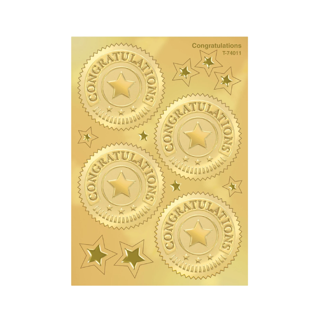 Congratulations (Gold) Award Seals Stickers