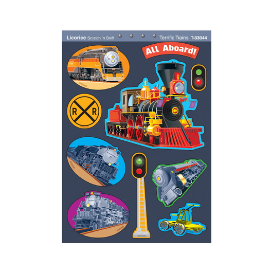 Terrific Trains, Licorice scent Scratch 'n Sniff Stinky Stickers