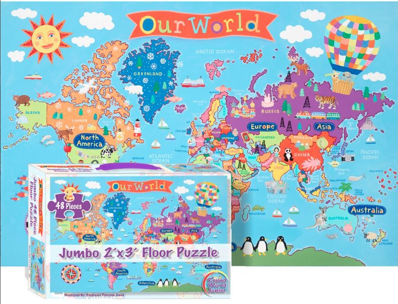 Floor Puzzle World Map [48 pieces] Humacao School Supply