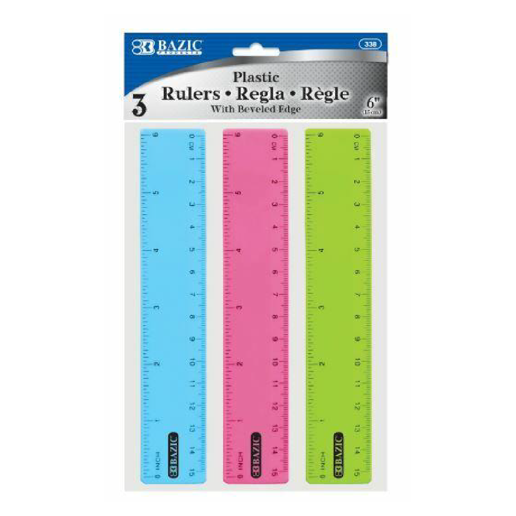 Ruler 6" Plastic  [Pk-3]