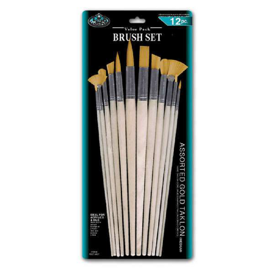 Brush set Gold Taklon (pk-12)