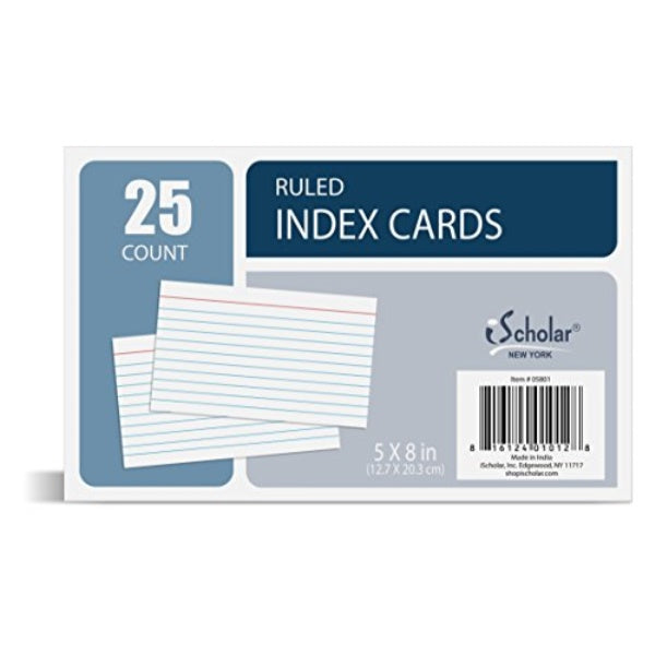 Index Cards 5x8 Ruled [pk-25]