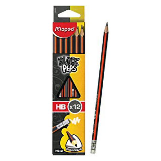 Wood Pencil Triangular HB-2 Black Peps