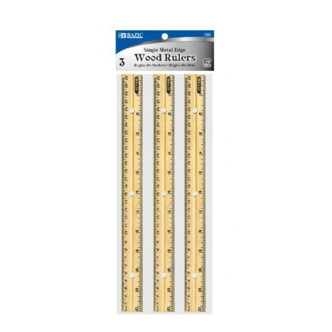 Ruler 12" Wood, [Pk-3]